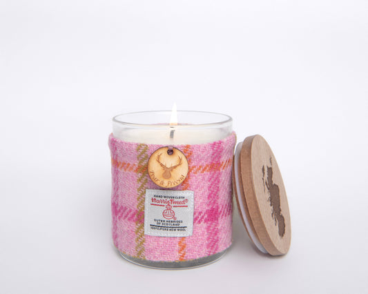 English Pear & Freesia Candle with Harris Tweed Sleeve