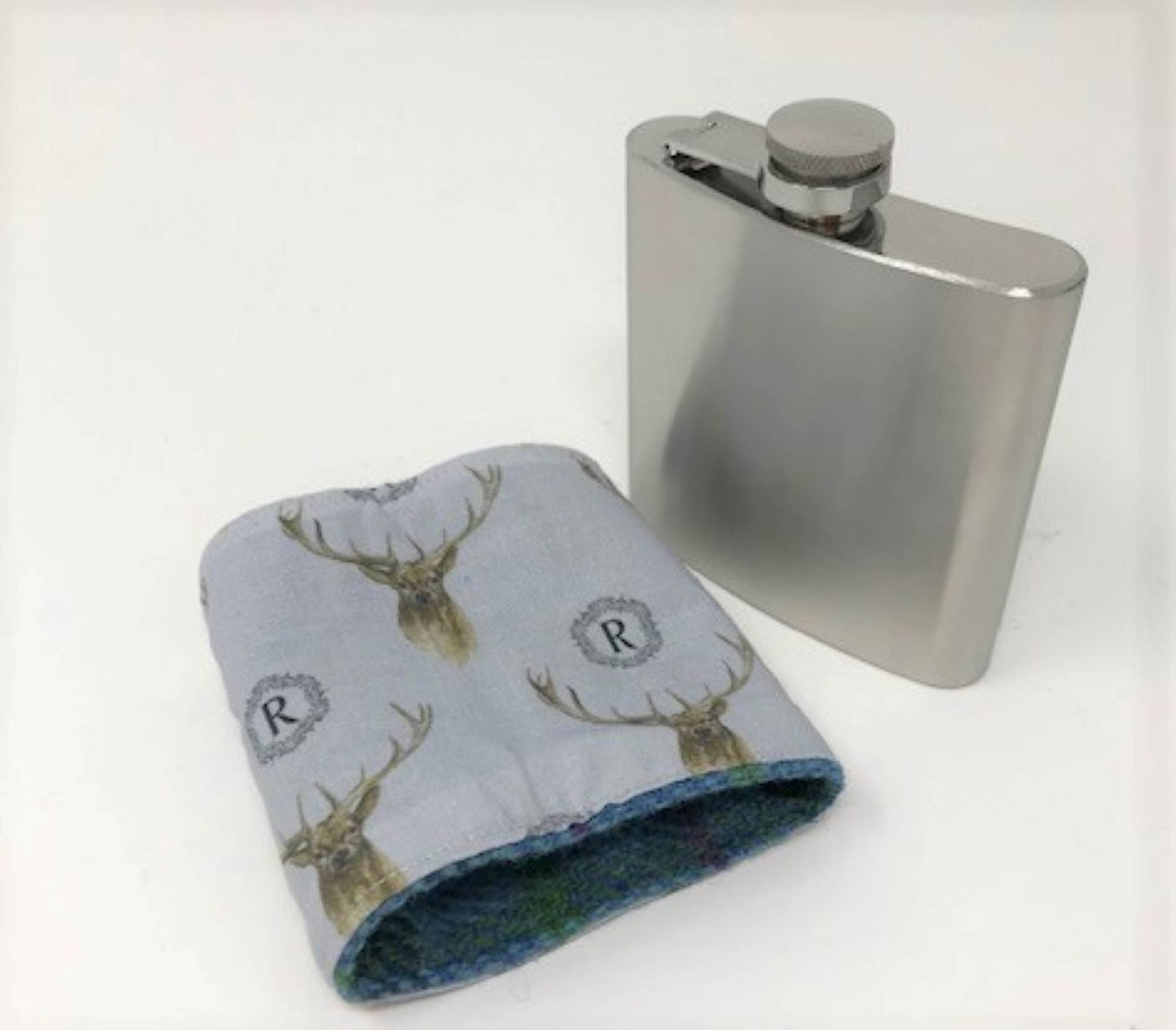 6oz Harris Tweed Hip Flask - Rainbow - HT19