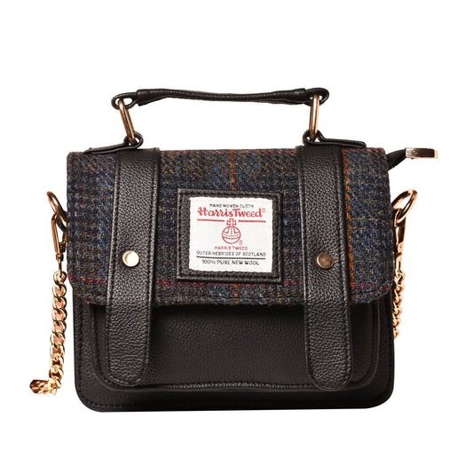 Harris Tweed Satchel Bag Navy Blue