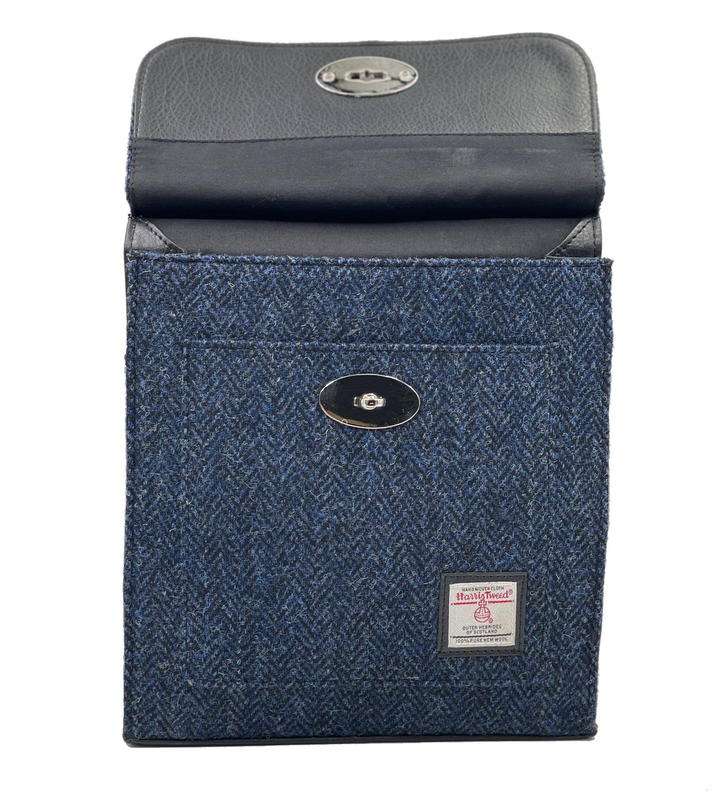 Harris Tweed Satchel Bag Blue Herringbone