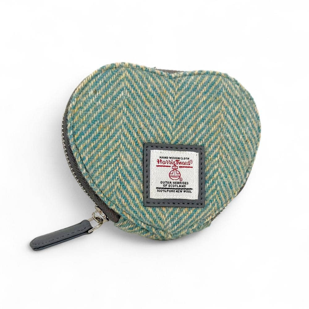 Heart Purse Turquoise Herringbone