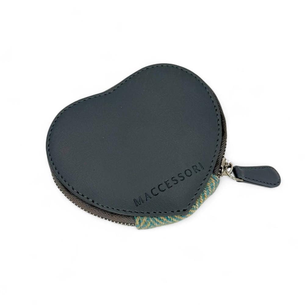 Heart Purse Turquoise Herringbone