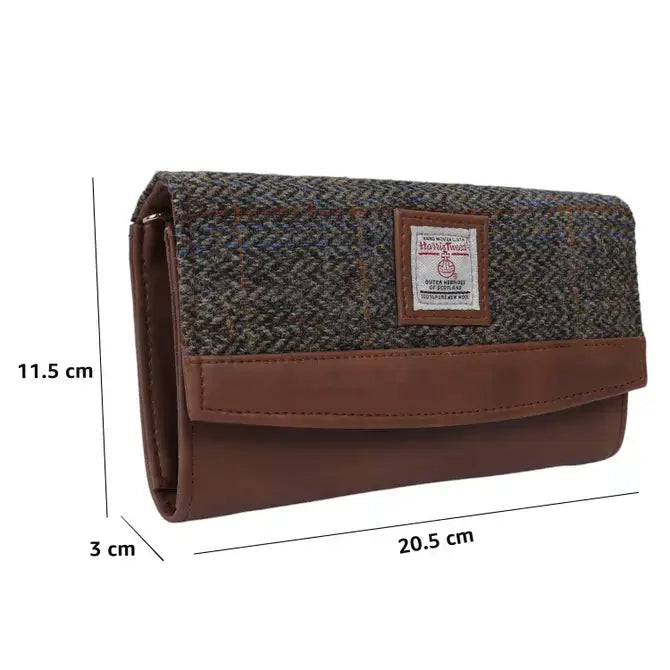 Harris Tweed Clutch -  Brown